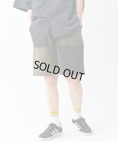 画像1: (再入荷) GYMMASTER/STRETCH HERRINGBONE SHORTS  OLIVExCHARCOAL
