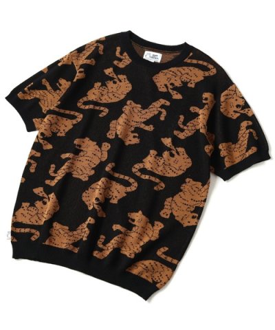 画像1: GYMMASTER/JACQUARD KNIT TIGER  BLACKxCAMEL