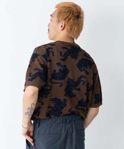 画像3: GYMMASTER/JACQUARD KNIT TIGER  BROWNxNAVY