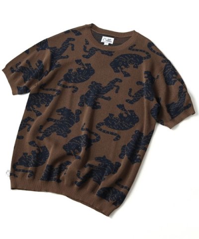 画像1: GYMMASTER/JACQUARD KNIT TIGER  BROWNxNAVY