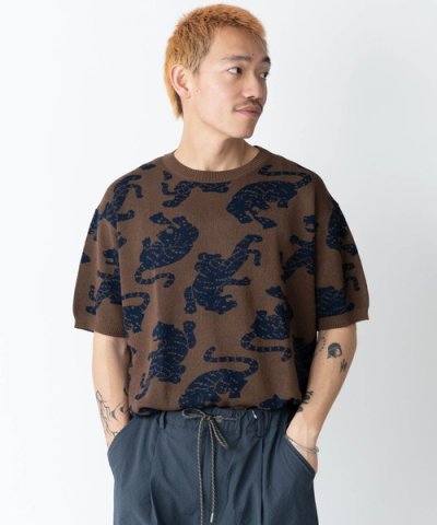 画像2: GYMMASTER/JACQUARD KNIT TIGER  BROWNxNAVY