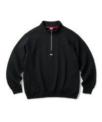FTC/QUILTED HALF ZIP SWEAT  BLACK