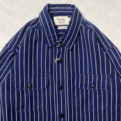 画像3: ALCARZA/HEAVY NELL STRIPE WORK SHIRT  NAVY