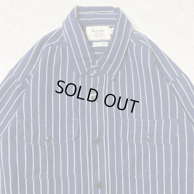 画像3: (再入荷) ALCARZA/HEAVY NELL STRIPE WORK SHIRT  NAVY