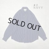 (再入荷) ALCARZA/HEAVY NELL STRIPE WORK SHIRT  NAVY