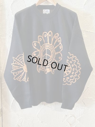 画像1: GYMMASTER/JACQUARD KNIT PEACE FLOWER  BLACK