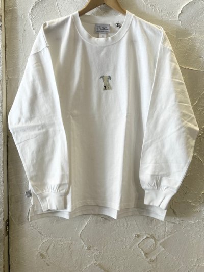 画像1: GYMMASTER/DOG EMBROIDERY BIG LS T  WHITE