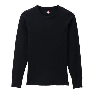 画像1: HANES/BEEFY CREW NECK THERMAL  BLACK