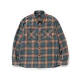 (店頭在庫分) RATS/COTTON LINEN CHECK SHIRT  GREEN