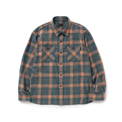 画像1: (店頭在庫分) RATS/COTTON LINEN CHECK SHIRT  GREEN