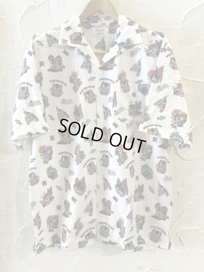 画像1: (再入荷) ALCARZA/OPEN SHIRTS TATOO FLASH  OFF WHITE