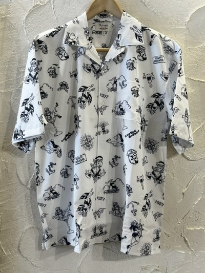 画像1: ALCARZA/OPEN SHIRTS MARINE  WHITE