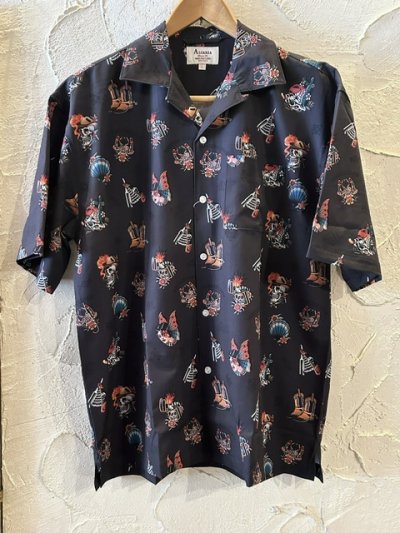 画像1: ALCARZA/OPEN SHIRTS TATOO FLASH  CHARCOAL