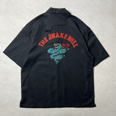 画像1: ALCARZA/BACK EMBROIDERY SHIRT SNAKE  BLACK