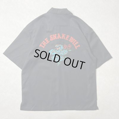 画像1: (再入荷) ALCARZA/BACK EMBROIDERY SHIRT SNAKE  BLACK