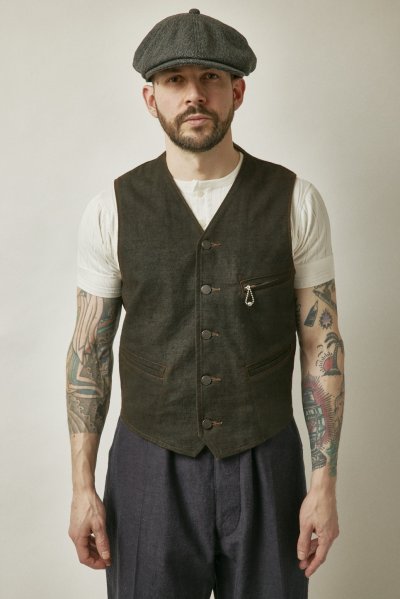 画像2: BELAFOTE/RT BALL CHAIN ZIPPER VEST  DORO BROWN