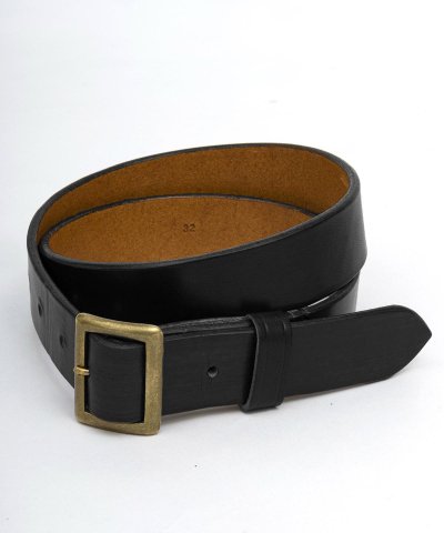 画像1: BELAFOTE/RT LEATHER BELT 30mm BLACKxBRASS 