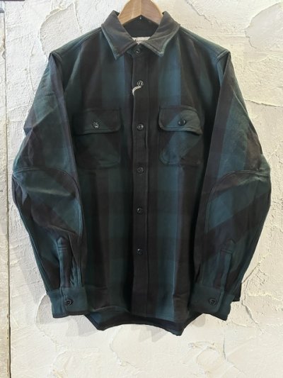 画像1: ALCARZA/HEAVY FLANNEL SHIRT BUFFALO CHECK  GREEN