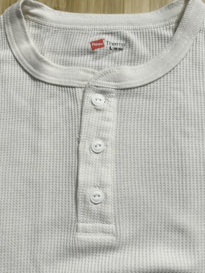 画像3: HANES/THERMAL HENLEY NECK  LS T  WHITE(NATURAL)