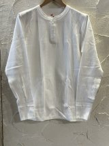 HANES/BEEFY THERMAL HENLEY NECK  LS T  WHITE