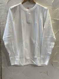 HANES/BEEFY THERMAL HENLEY NECK  LS T  WHITE