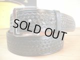 ALFONSO'S/BASKET WEAVE LEATHER BELT  BLACK