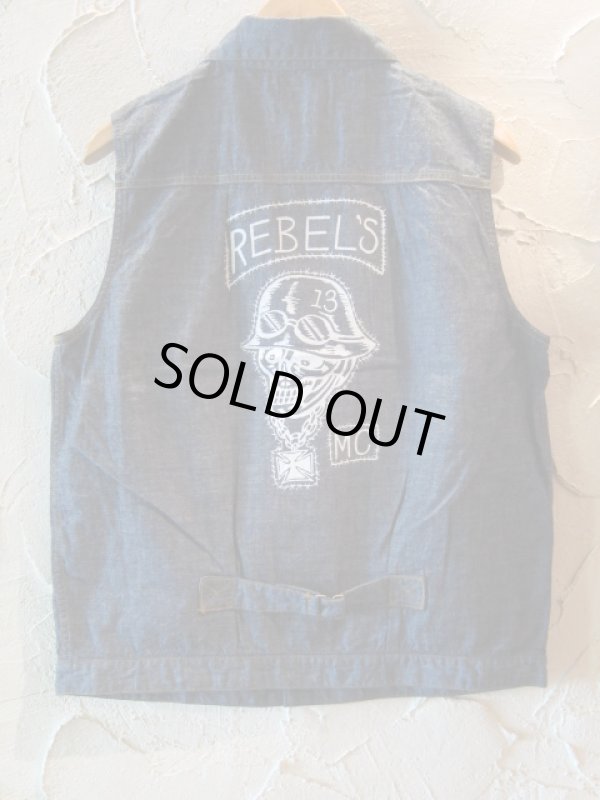 画像1: GANGSTERVILLE(ギャングスタービル)/G.V REBEL'S MC VEST CHAMBRAY  INDIGO