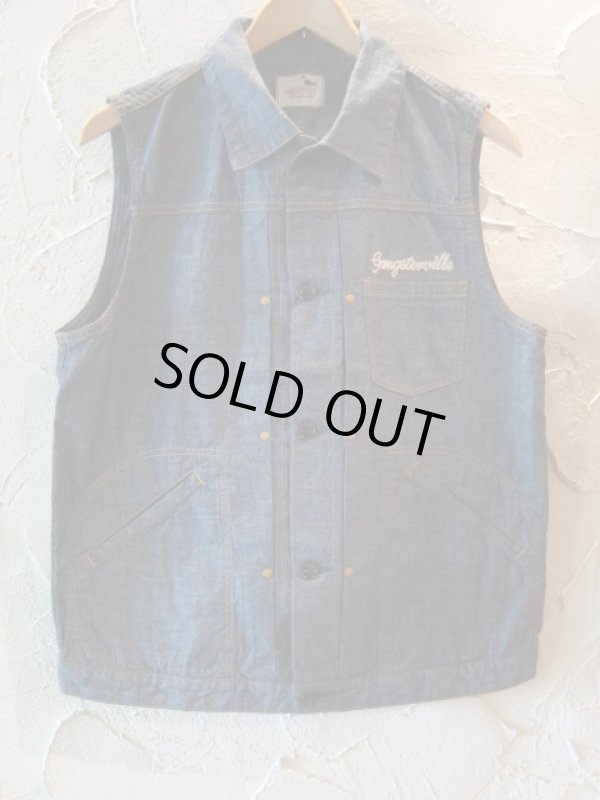 画像2: GANGSTERVILLE(ギャングスタービル)/G.V REBEL'S MC VEST CHAMBRAY  INDIGO