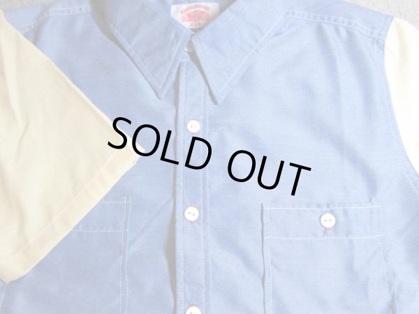 画像3: ROUND HOUSE/2 TONE DUNGAREE SHIRTS  NAVYxYELLOW