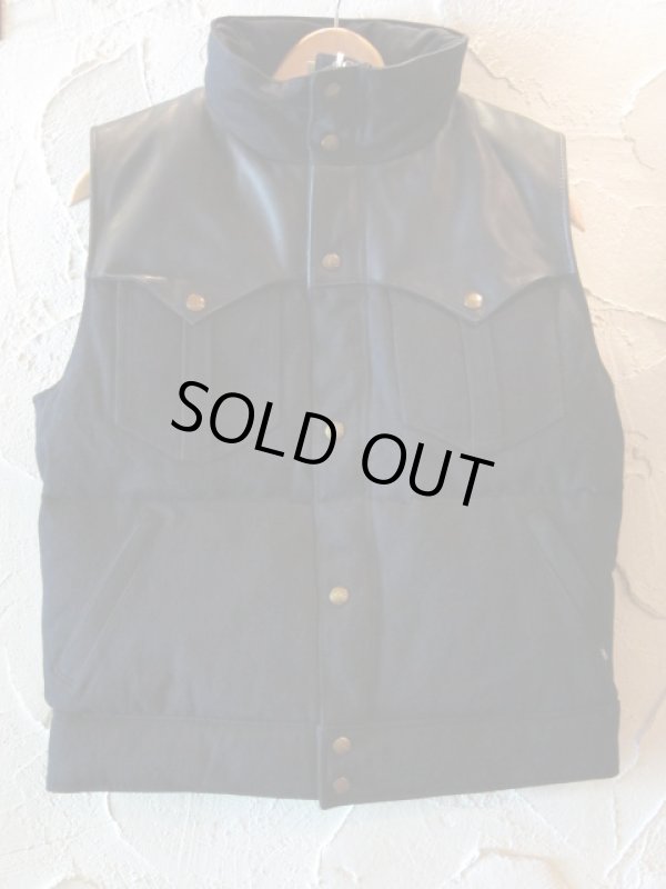 RATS/BLACK DENIM DOWN VEST BLACK RATS