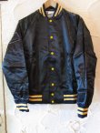 画像1: SPORTS MASTER/SATIN BASEBALL JKT  BLACKxYELLOW