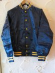 画像1: SPORTS MASTER/SATIN BASEBALL JKT  NAVYxYELLOW