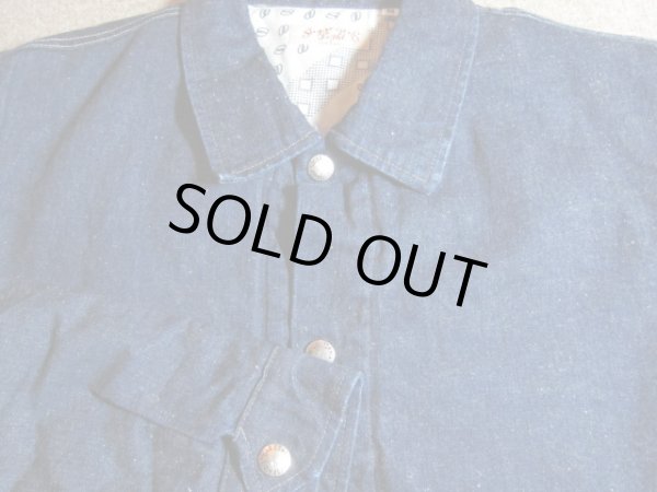 画像3: SUGAR CANE Light/11oz NEP DENIM COACH JKT WITH PADDING  NAVY