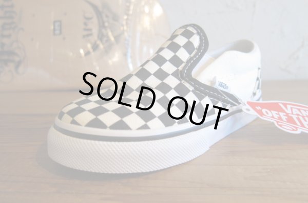 画像1: VANS KIDS/CLASSIC SLIP-ON BLACK＆WHITE CHECKERBOARD WHITE