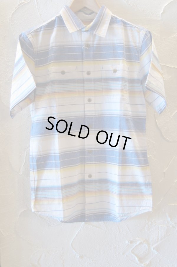 画像1: VINTAGE EL/NATIVE BORDER SHIRTS　S/S  BLUE