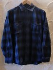 画像1: GRN/INDIGO OMBRER CHECK CPO JKT  BLUE