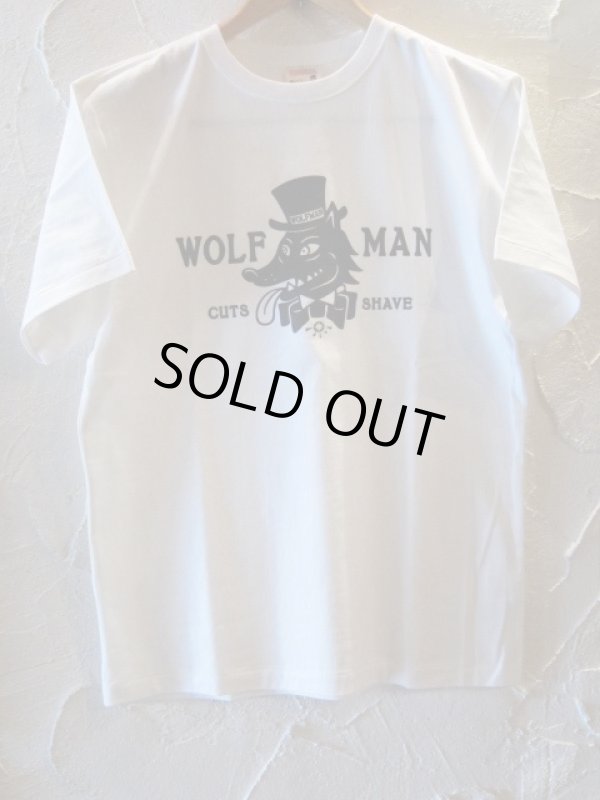 画像1: WOLFMAN BARBER SHOP/LOGO S/S T  WHITExBLACK