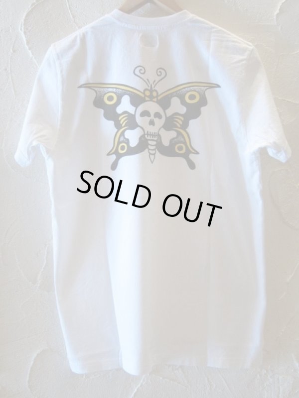 画像1: RATS/SKULL BUTTERFLY T  WHITE