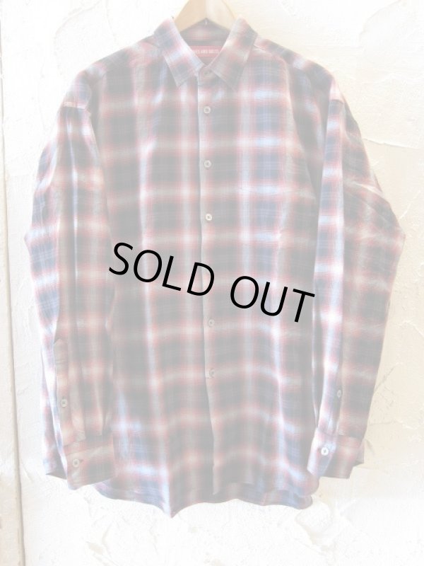 画像1: BONES AND BOLTS/O.D L/S SH OMBRE CHECK  RED