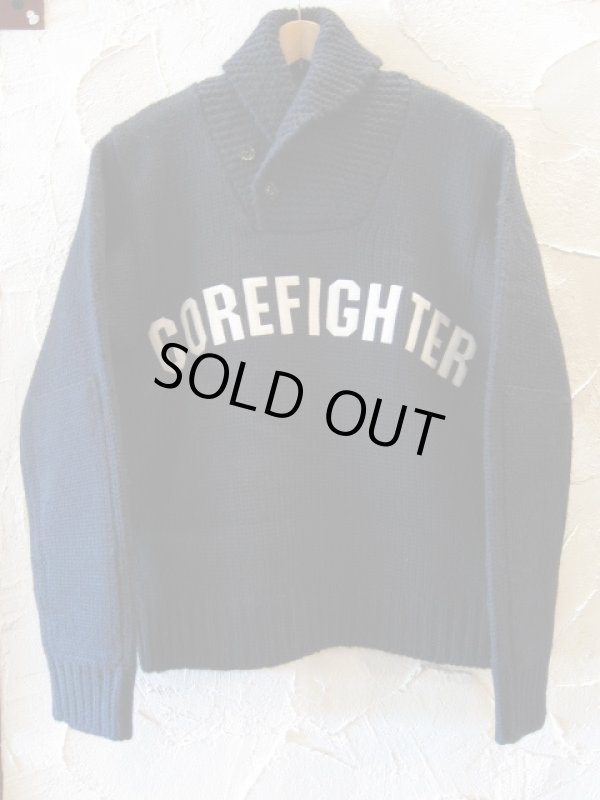 画像1: (DEAD STOCK) COREFIGHTER/SHAWLL COLLAR KNIT  BLACK