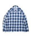 画像1: ROTTWEILER/CHECK OPEN COLLAR LS SHIRT  BLUE