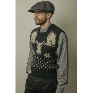 画像: (SALE 35%OFF) BELAFOTE/MOOSE SQURE NECK VEST  BLACK