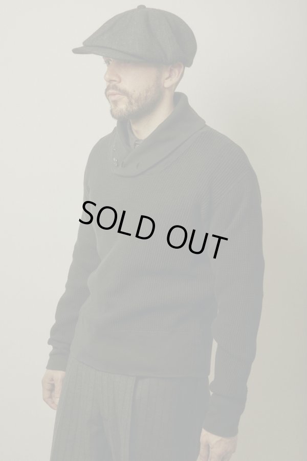画像2: BELAFOTE/RT HEAVY WAFFLE SHAWL PULLOVER BLACK