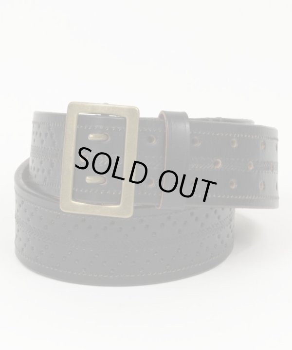 画像1: BELAFOTE/RT PUNCHING LEATHER DOUBLE PRONG BELT  BLACK