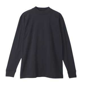 画像: HANES/MOCK NECK L.SLEEVE T  BLACK