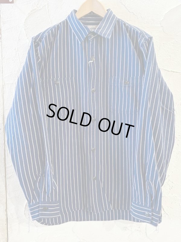 画像1: (再入荷)  HOUSTON/STRIPE VIYELLA SHIRT  NAVY