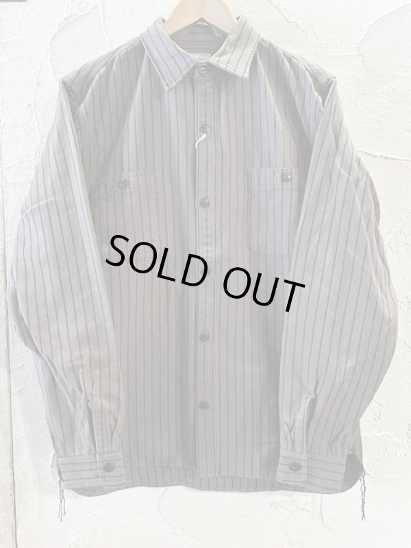 画像1: HOUSTON/STRIPE VIYELLA SHIRT  GRAY