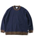 画像1: GYMMASTER/WAFFLE CREW NECK  NAVYxBROWN