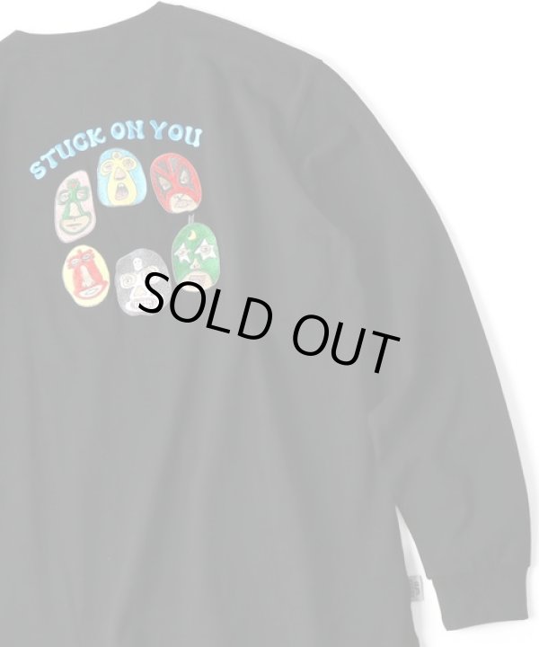 画像1: (再入荷)  GYMMASTER/STUCK ON YOU EMBROIDERY LS T  BLACK