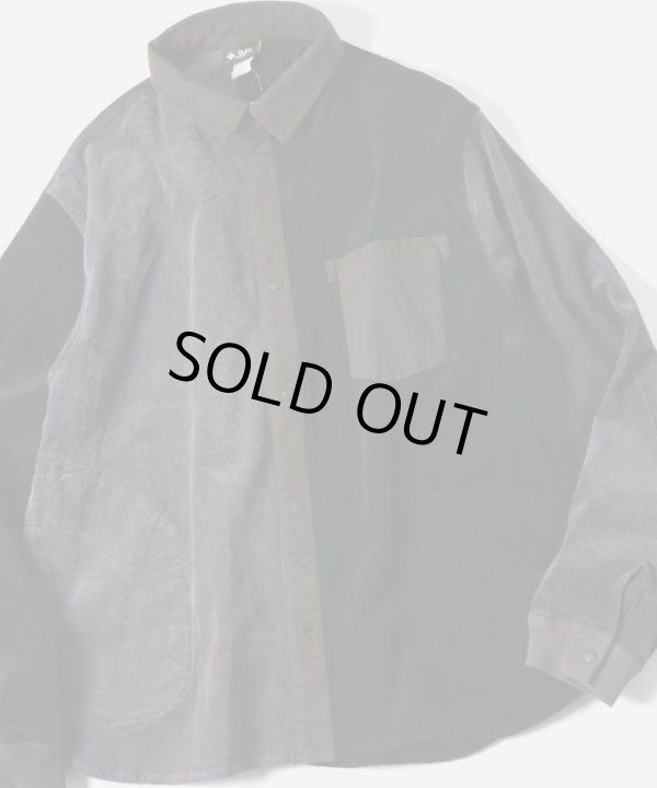 画像1: GYMMASTER/STRETICH CORDUROY SHIRT JKT  BLACKｘCHARCOAL